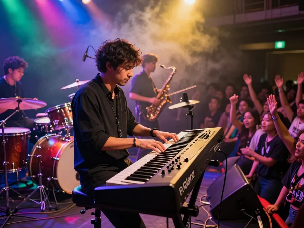 Dynamic performance featuring VK88 organ with musician captivating the audience.