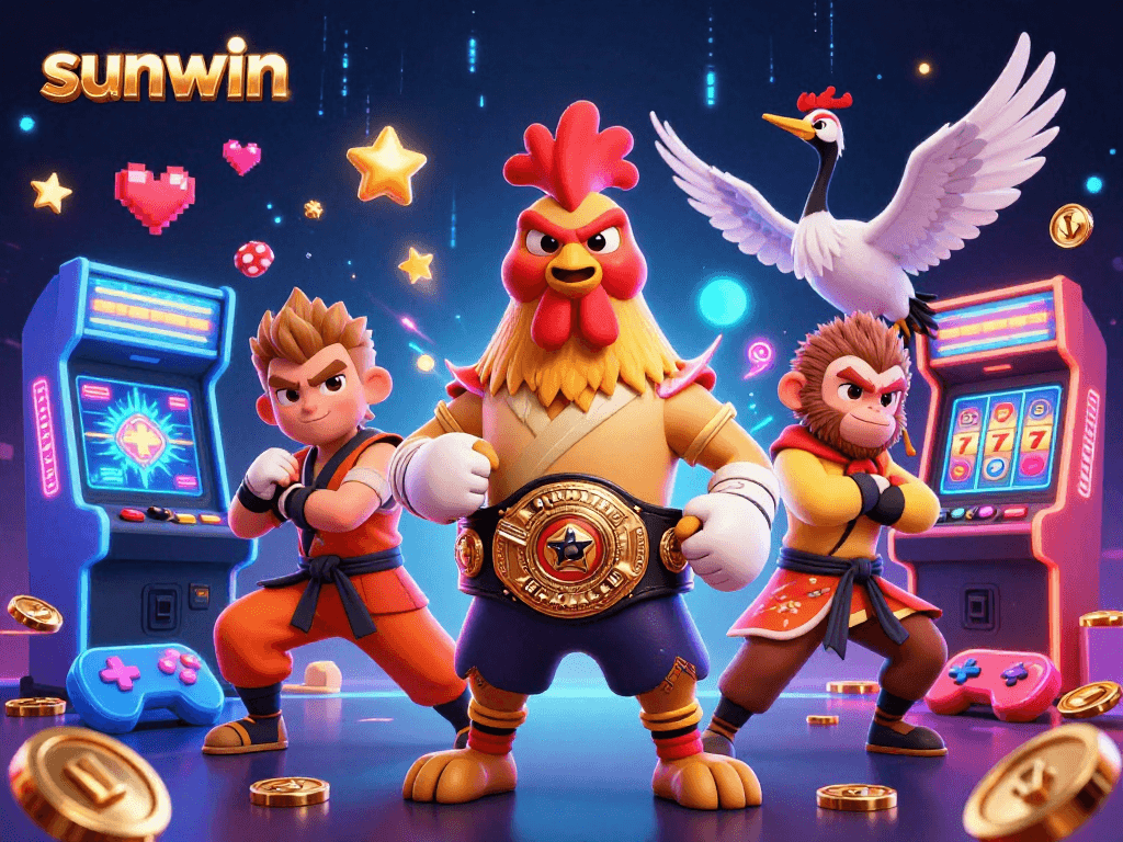 Experience dynamic gaming excitement with sunwin's colorful characters and casino elements.