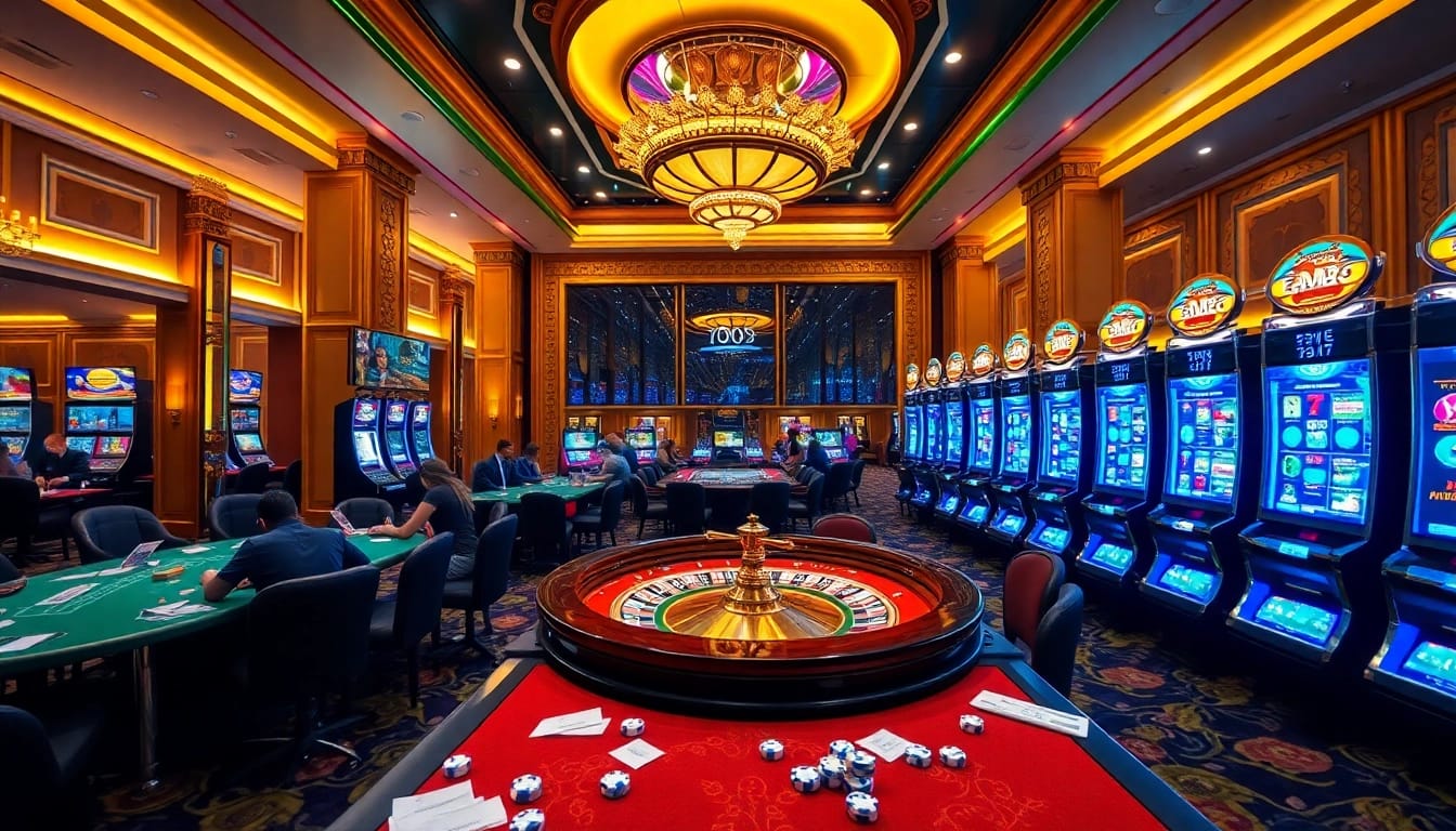 Exciting action at 789club's luxury casino tables with vibrant game displays and players.
