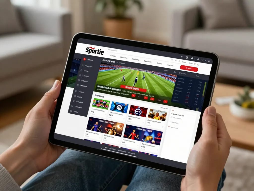 Betting on sports with lucky88 on a tablet in a stylish home setting, showcasing the excitement of online gambling.