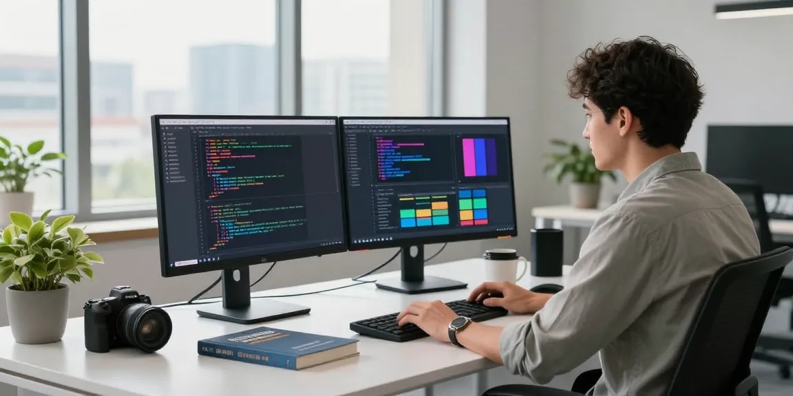 Download Telegram seamlessly in a vibrant modern workspace with developers coding and collaborating.