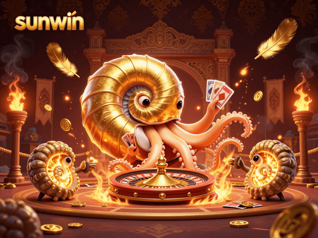 Experience thrilling casino action with sunwin's celestial nautilus roulette and glowing companions.