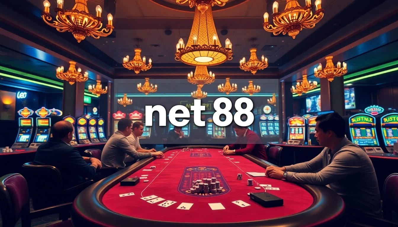 Players enjoying a thrilling game at a casino table featuring net 88 branding.