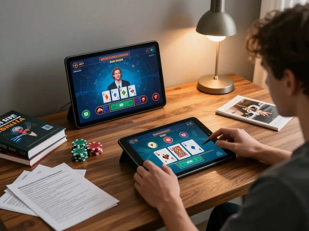 S666 user enjoying a live dealer blackjack game on tablet with strategic notes nearby