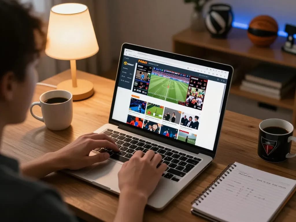 Engaging in online sports betting with Fabet interface displayed on laptop, illustrating strategic gameplay.