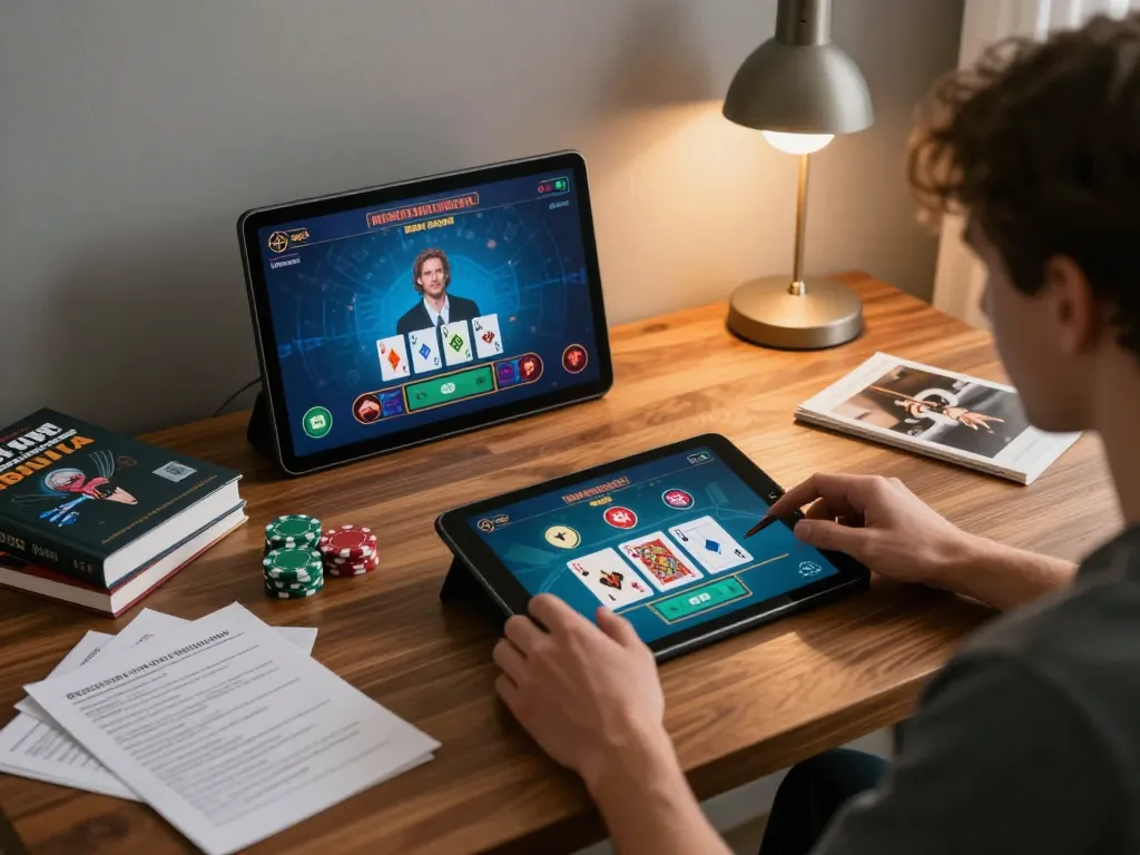S666 user enjoying a live dealer blackjack game on tablet with strategic notes nearby