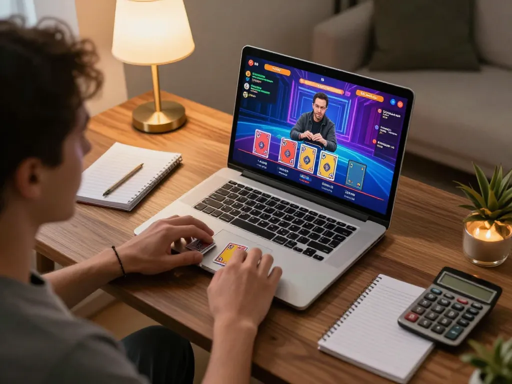 Engaging live dealer play on KP88 COM showcases an inviting online gambling atmosphere with comfortable home setup.