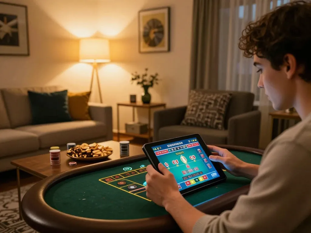 Engaging in a thrilling TA88 online live dealer game in a cozy home setting