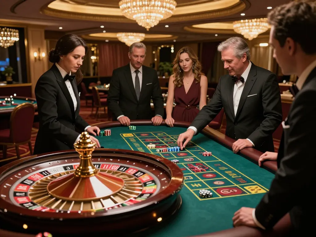 Players placing bets at a roulette table, showcasing the exciting atmosphere of OK365.