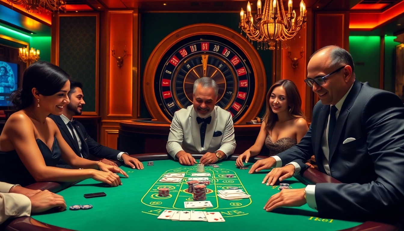 Players enjoying a thrilling blackjack game at XX88 casino table in a luxurious atmosphere.
