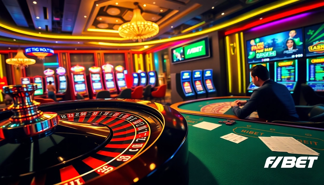 Experience the excitement of F8BET with stunning casino visuals featuring roulette and poker action.