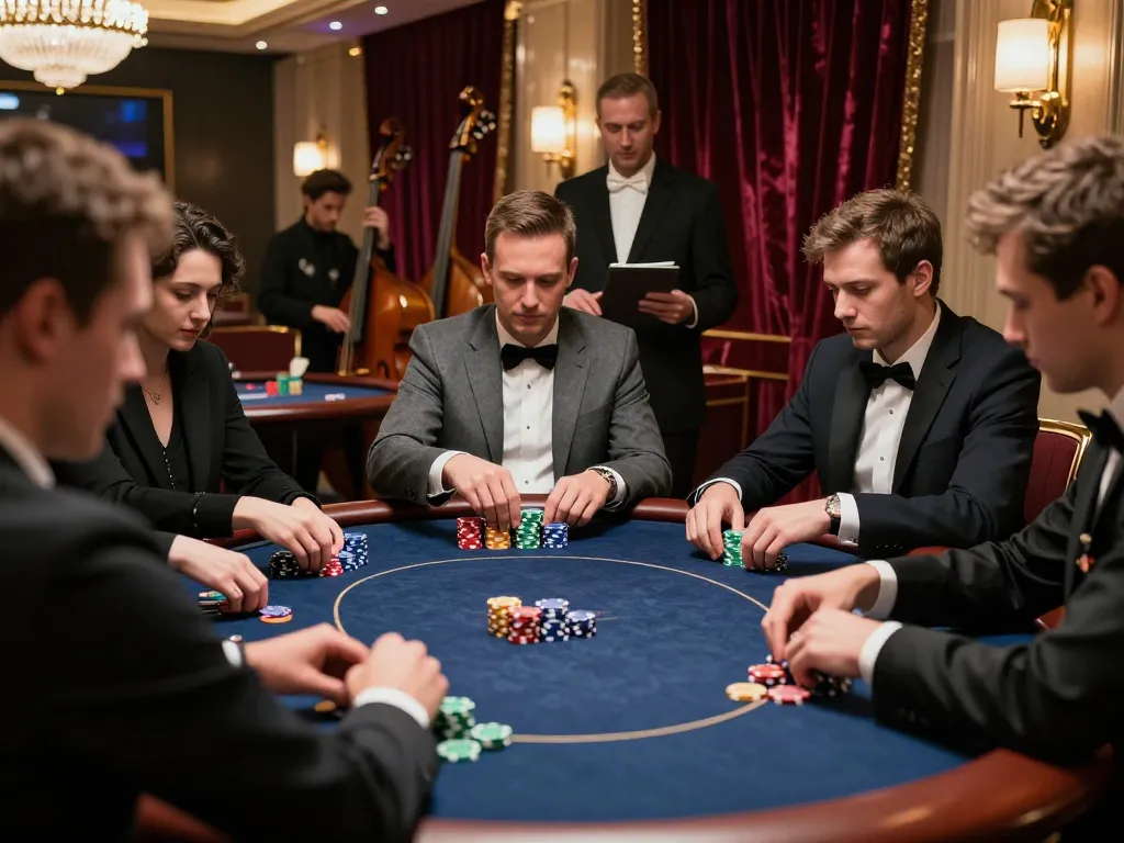 SC88 players engage in a high-stakes poker game, showcasing intense focus and strategic gameplay.