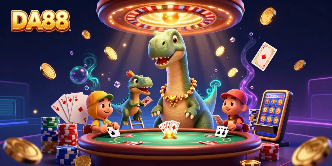 Experience thrilling DA88 gaming action with vibrant 3D casino illustration energizing the scene.