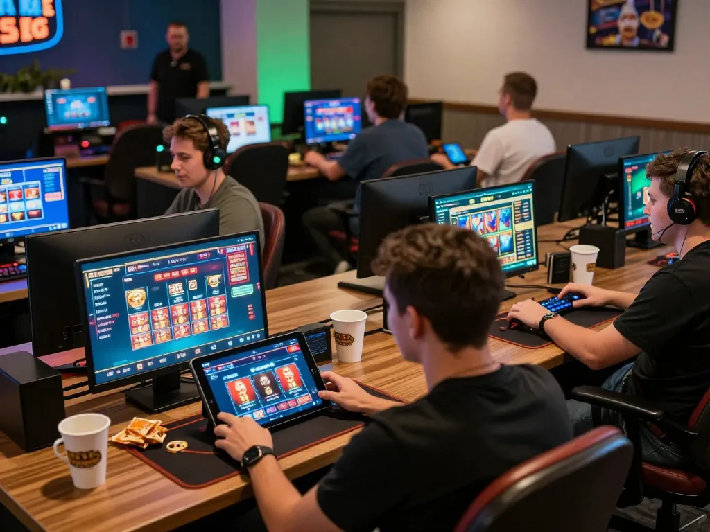 Players engaging in online gaming at home with 11win2 apps, showcasing vibrant poker strategy.