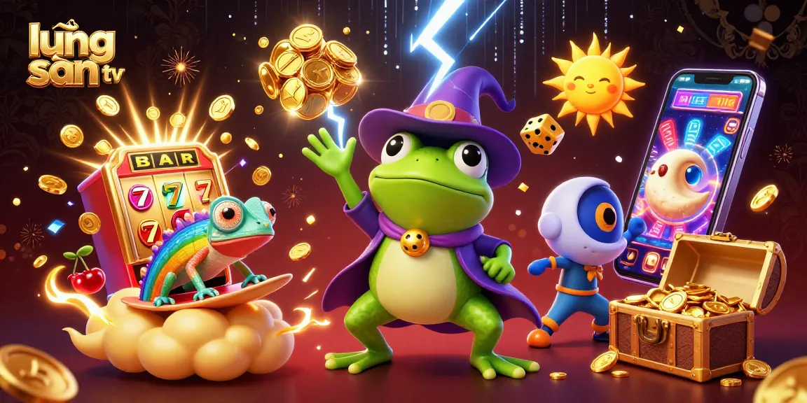 Experience thrilling action with lương sơn tv as the wizard frog conjures gold coins in a vibrant casino scene.