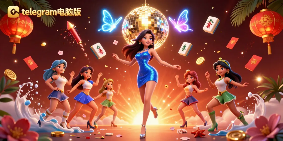 体验生动的赌场刺激与telegram电脑版;一个充满霓虹灯和节日元素的华丽舞会场景。