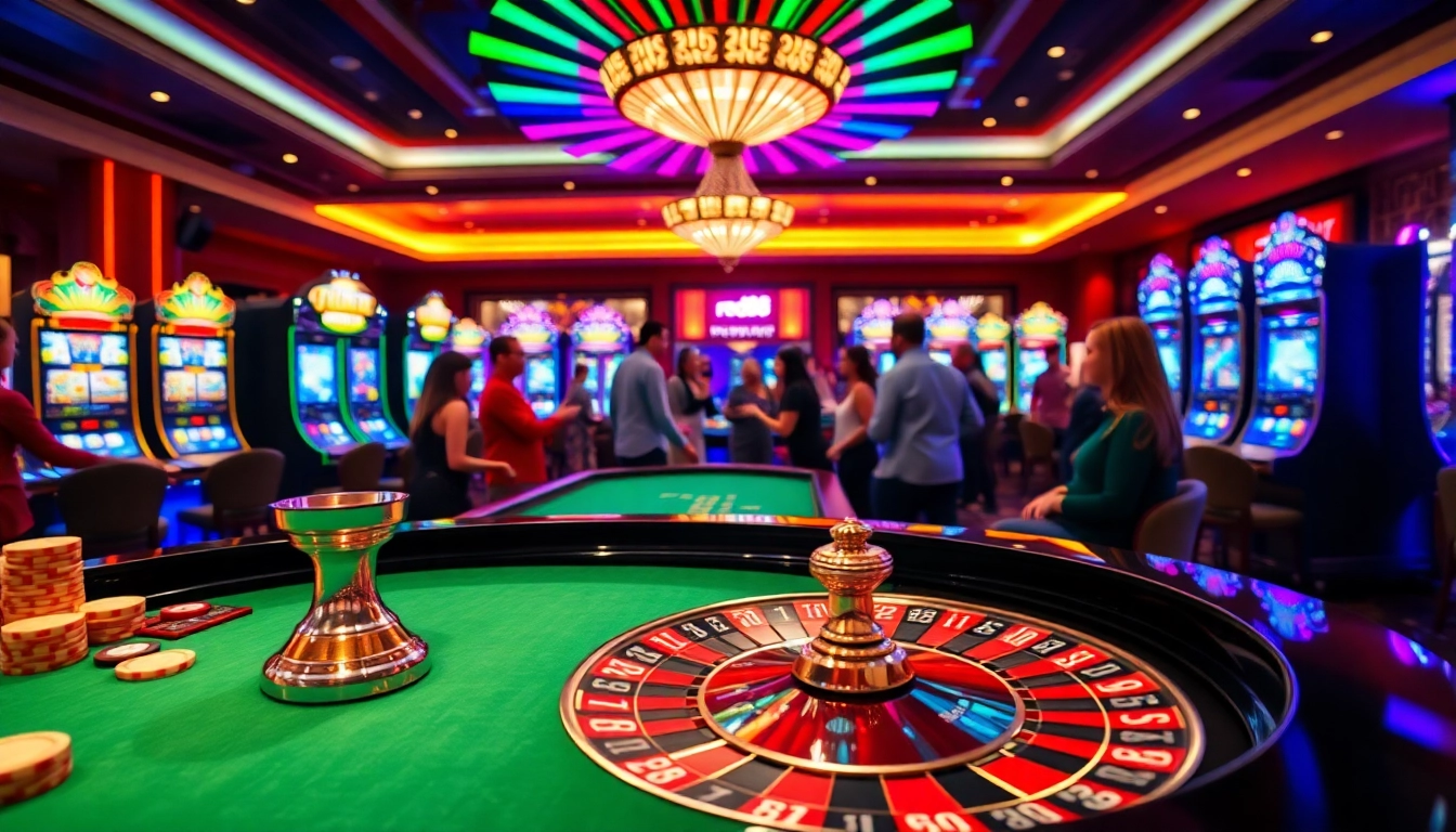 Players eagerly place bets at the 'red88' roulette table, showcasing an exciting casino atmosphere.